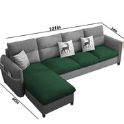 Andon 6 Seater L Shape Sofa Set for Living Room (Black Grey Fabric) Left Side Sofa