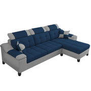 Miyami RHS 4 Seater L Shape Set for Living Room (Blue & Grey Fabric)