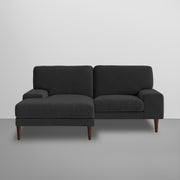 Latieo LHS 2 Seater Lounger L Shape Sofa Set for Living Room (Black) Premium Fabric Sofa