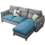 Andon 4 Seater L Shape Sofa Set for Living Room (Light Blue Grey Fabric) Right Side Sofa