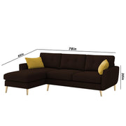 Lizel LHS 4 Seater L Shape Sofa Set for Living Room (Brown Fabric) Premium Velvet Fabric Sofa