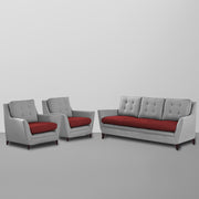 Slove 3 +1 + 1 Seater Sofa Set for Living Room | Color - Cream Black | Premium Fabric Sofa