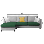 Hanery 4 Seater L Shape Sofa Set for Living Room | Colour - Green Grey