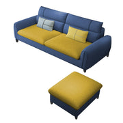 Francis 3 Seater Sofa with Ottoman Set for Living Room (Blue Yellow Fabric)