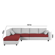 Dorian LHS 6 Seater L Shape Sofa Set for Living Room (Maroon Grey Fabric) Premium Fabric Sofa