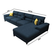 Anver 5 Seater L Shape Sofa Set for Living Room (Blue) Right Side