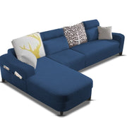 Amanda LHS 6 Seater L Shape,Sofa Set for Living Room (Blue Fabric)