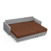 Ashton RHS 4 Seater L Shape Sofa Set with Center Table for Living Room (Brown Grey Fabric) Premium Fabric Sofa