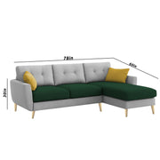 Lizel RHS 4 Seater L Shape Sofa Set with Center Table for Living Room (Green Grey Fabric) Premium Velvet Fabric Sofa