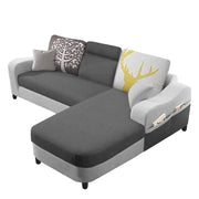 Amanda RHS 4 Seater L Shape,Sofa Set for Living Room (Black Grey Fabric)