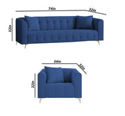 Eren 3+1+1 Seater Sofa Set for Living Room (Blue Colour Fabric) Premium Fabric Sofa Set for Living Room
