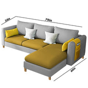 Asser RHS 4 Seater L Shape Sofa Set for Living Room (Yellow Grey) Premium Fabric Sofa