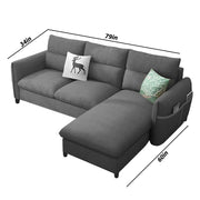Andon 4 Seater L Shape Sofa Set for Living Room (Dark Grey Fabric) Right Side Sofa