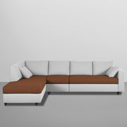 Dorian LHS 6 Seater L Shape Sofa Set for Living Room (Brown Grey Fabric) Premium Fabric Sofa