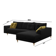 Viva RHS 6 Seater L Shape Sofa Set for Living Room (Black) Premium Fabric Sofa