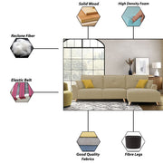 Antonio RHS 4 Seater L Shape Sofa Set for Living Room (Cream Premium Fabric)
