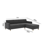 Casaliving Garcia 5 Seater L Shape Convertible Sofa Set for Living Room, 5 Seater & Ottoman Modular Sectional Couch for Small Space (Black Colour) Fabric