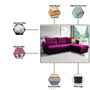 Stella LHS 4 Seater L Shape Sofa Set for Living Room (Purple) Premium Velvet Fabric Sofa