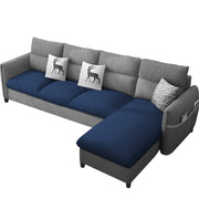 Andon 6 Seater L Shape Sofa Set for Living Room (Black Grey Fabric) Left Side Sofa