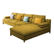 Hudson 6 Seater L Shape Sofa Set for Living Room (Yellow Fabric) Right Side