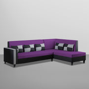 Nordy RHS 6 Seater L Shape Sofa Set for Living Room (Purple Black Colour) Premium Fabric Sofa Set