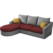 Shrank Round Lounger L Shape 4 Seater Sofa Set for Living Room (Maroon Grey) Fabric Sofa | LHS