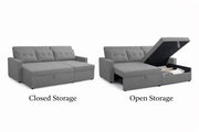 Casaliving Treshta 4 Seater LHS L - Shape Pull-Out Sofa Cum Bed with Storage Sofa for Living Room (Brown Fabric Color) Premium Fabric Sofa Set for Living Room Sofa Cum Bed