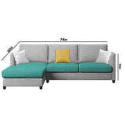 Hanery 4 Seater L Shape Sofa Set for Living Room | Colour - Turquise Grey