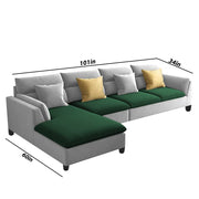 Delton LHS 6 Seater L Shape Sofa Set for Living Room (Green Grey) Premium Fabric