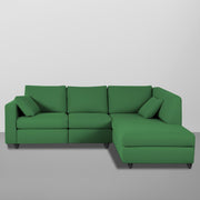 Dorian RHS 4 Seater L Shape Sofa Set for Living Room (Green Fabric) Premium Fabric Sofa