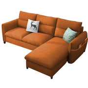 Andon 4 Seater L Shape Sofa Set for Living Room (Orange Fabric) Right Side Sofa
