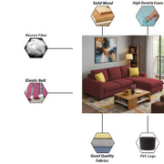 Casaliving Rolando 4 Seater L Shape Sofa Set with 2 Puffy for Living Room (Maroon) Right Side Sofa Set for Living Room | Hall| Office Room