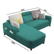 Amanda LHS 4 Seater L Shape,Sofa Set for Living Room (Turquise Fabric)