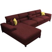 Anver 5 Seater L Shape Sofa Set for Living Room (Maroon) Left Side