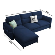 Andon 4 Seater L Shape Sofa Set for Living Room (Blue Fabric) Left Side Sofa
