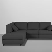 Dorian LHS 4 Seater L Shape Sofa Set for Living Room (Black Fabric) Premium Fabric Sofa