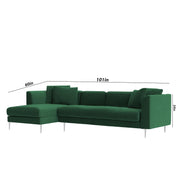 Vesco LHS 6 Seater L Shape Sofa Set for Living Room (Green) Premium Fabric Sofa