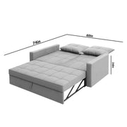 Treshta 2 Seater Pull-Out Premium Fabric Sofa Cum Bed Sofa Set for Living Room (Blue Fabric Color) Premium Fabric Sofa Set for Living Room