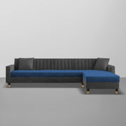 Garcia LHS 6 Seater L Shape Sofa Set for Living Room (Black Grey - Colour) Premium Fabric Sofa Set