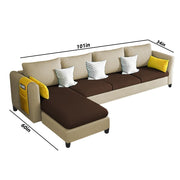 Asser LHS 6 Seater L Shape Sofa Set for Living Room (Cream Brown) Premium Fabric Sofa