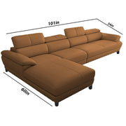 Amok 6 Seater L Shape Sofa Set for Living Room (Brown Leathertte) Left Side