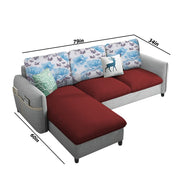 Andon 4 Seater L Shape Sofa Set for Living Room (Maroon Grey) Left Side Sofa