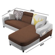 Amanda RHS 4 Seater L Shape,Sofa Set for Living Room (Brown Grey Fabric)