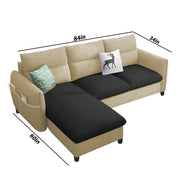 Andon 4 Seater L Shape Sofa Set for Living Room (Cream Black Fabric) Left Side Sofa