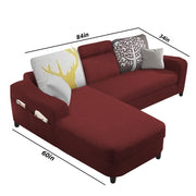 Amanda LHS 4 Seater L Shape,Sofa Set for Living Room (Maroon Fabric)