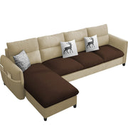 Andon 6 Seater L Shape Sofa Set for Living Room (Black Grey Fabric) Left Side Sofa