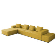 Sheron U Shaped Compressed Sofa Set for Living Room with Spacious Boucle Couch Set Living Rooms, (Yellow Fabric) Premium Fabric U Shape Sofa for Living Room