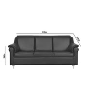 Scott 3 Seater Sofa Set for Living Room (Black Fabric) Premium Fabric Sofa