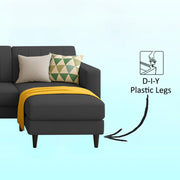 Casaliving Moris RHS 4 Seater L Shape Sofa Set for Living Room (Black) Premium Fabric Sofa Set for Living Room