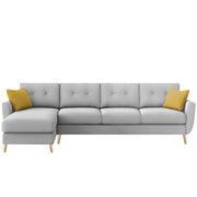 Lizel LHS 6 Seater L Shape Sofa Set for Living Room (Grey Fabric) Premium Velvet Fabric Sofa